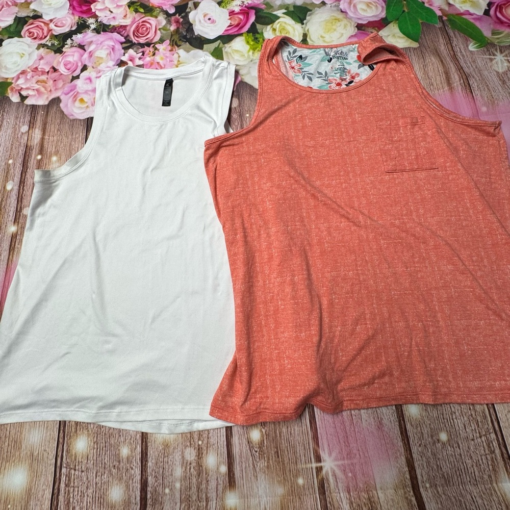 croft & barrow Coral Tank with Floral Lining set of two pieces!! Size L kyodan !